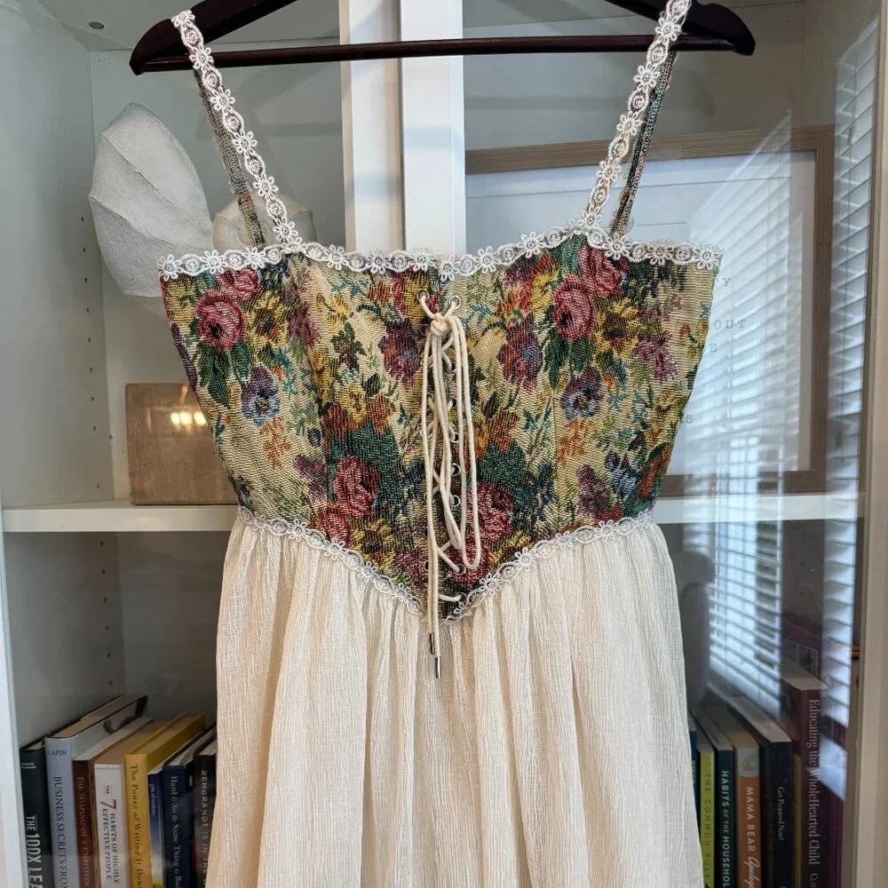 Garden Corset Mini Dress Cottagecore Fairy Romanticcore Size S